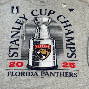 Fanatics Florida Panthers Stanley Cup Champs 2025 T Shirt Gray NHL Hockey S